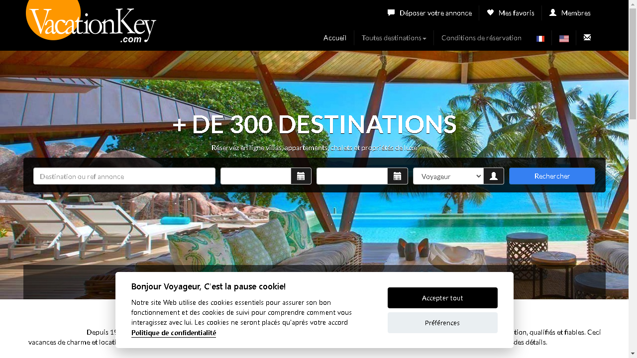 Capture d'écran de http://www.vacationkey.com/